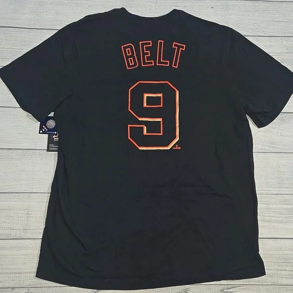Nike San Francisco Giants Brandon Belt T-Shirt Black/Orange Size XL NWT - Picture 2 of 11